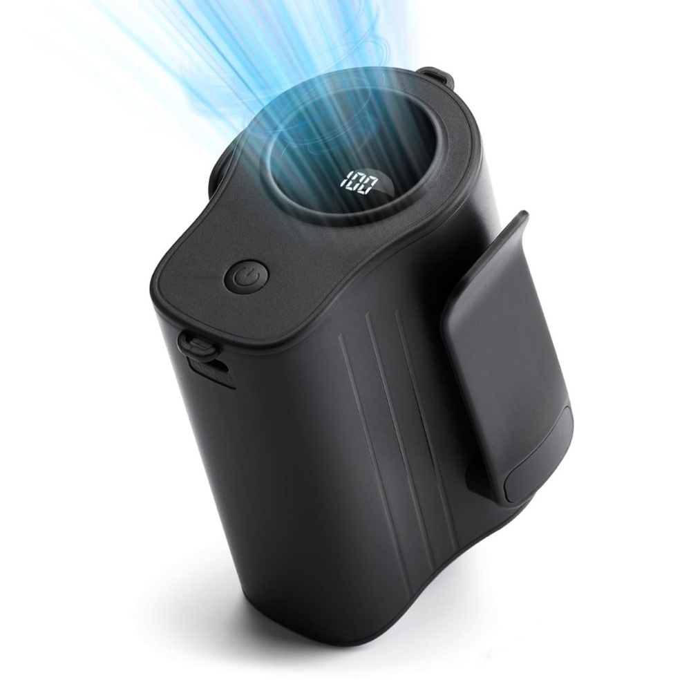 Portable waist fan rechargeable LED display 13,300 RPMs strong airflow